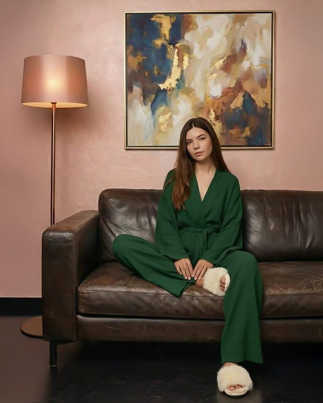 Cotton Bathrobe Pajama Set 3-Piece Night Suit