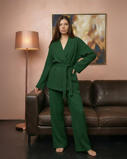 Cotton Bathrobe Pajama Set 3-Piece Night Suit