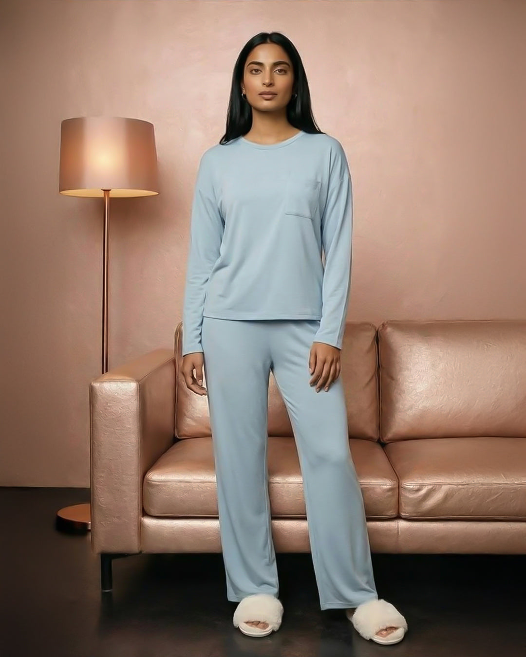 Long Sleeve Bamboo Cotton Pajamas with Pockets